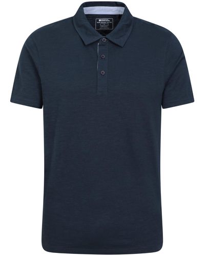 Mountain Warehouse T-Shirt en Coton Organique avec col boutonné - Idéal pour Le - Bleu
