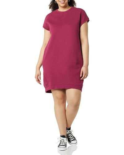 Goodthreads Heritage Fleece Short-sleeve Cocoon Dress With Pockets - Purple