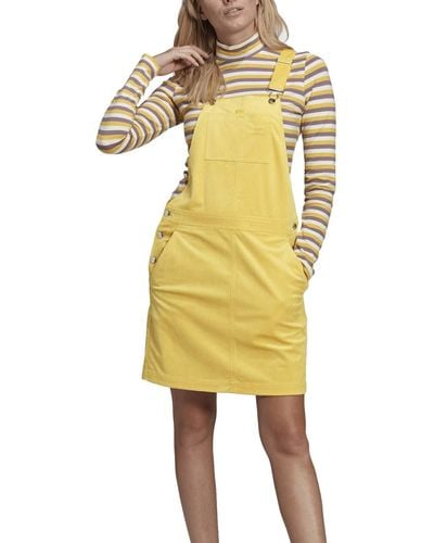 adidas Originals Velvet Corduroy Comfy Cords Dungaree Overalls Dress Corn Yellow S
