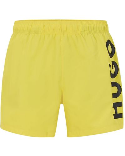 HUGO S Abas Contrast-logo Swim Shorts In Recycled Material - Yellow