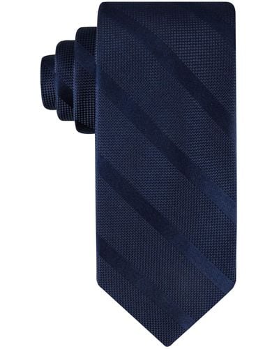 Tommy Hilfiger Classic Solid Textured Stripe Tie Necktie - Blue