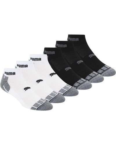 PUMA Mens 6 Pack Extended Size Quarter Crew Socks - Black