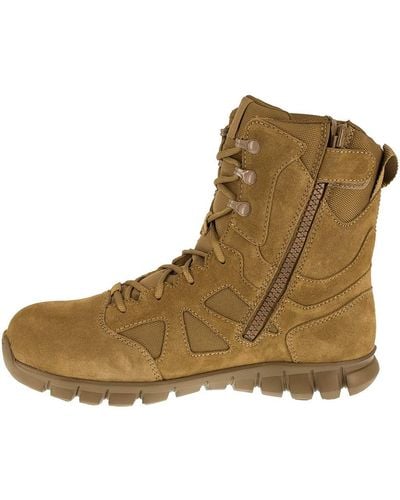Reebok Mens Sublite Cushion Tactical Safety Toe 8" Tactical With Side Zipper Industrial Construction Boot - Brown
