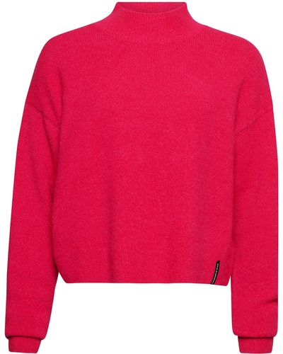 Superdry Vintage Essential Pullover mit angedeutetem Ausschnitt Leuchtend Pink 44 - Rot