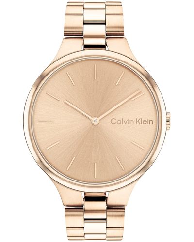 Calvin Klein Quartz Ionic Plated Carnation Gold Steel And Link Bracelet Watch - Natural