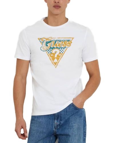 Guess T-Shirt ica Corta Triangle Italic M4RI06I3Z14 Bianco