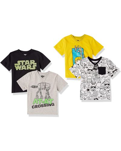 Amazon Essentials Disney | Marvel | Star Wars Camisetas de Cuello en v de ga Corta Niño - Metálico