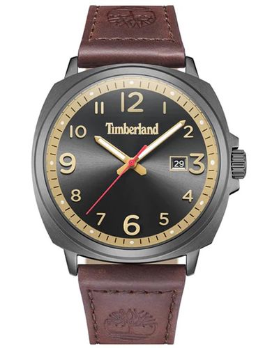Timberland Actwell Brown Leather Watch - Metallic