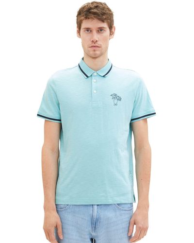 Tom Tailor 1036379 Poloshirt mit Palmen-Print - Blau