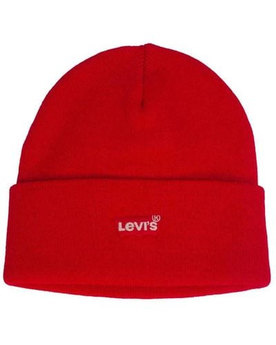 Levi's Batwing Embroidered Slouchy Beanie Strickmütze - Rot
