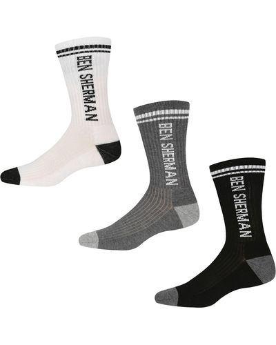 Ben Sherman S Sport Socks in Black/White/Grey Marl | Mid Calf in Thick Comfortable Fabric Sportsocken für in Schwarz/Weiß/Grau - Mehrfarbig