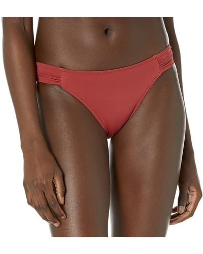Amazon Essentials Bas de Maillot de Bain Bikini à Bande Plissée Latérale - Rouge