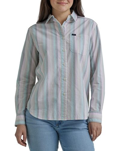 Lee Jeans Legendäres langärmeliges Allzweck-Shirt mit Knopfleiste Hemd mit Button-Down-Kragen - Grau