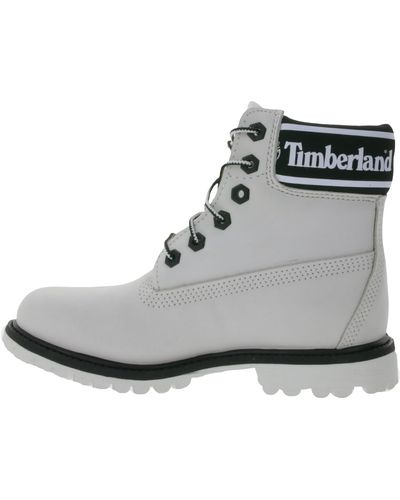 Timberland 6Inch Premium Mid-Top Boots wasserdichte Stiefeletten 0A24JJ 100 Freizeit-Boots Schnür-Schuhe Weiß - Grau