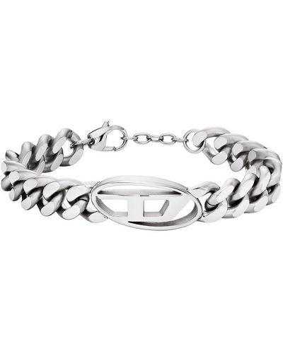DIESEL Bracelet pour homme Collection Chain. Bijou fabriqué en acier inoxydable argenté avec finition satinée et acier inoxydable - Métallisé