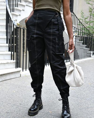 The Drop Black Black Cargo Pant With Self Belt By @karenbritchick