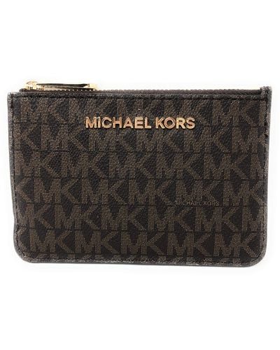 Michael Kors Jet Set Travel Small Top Zip Coin Pouch ID Card Case Wallet - Nero