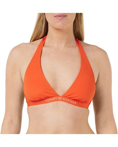 Tommy Hilfiger Mujer Parte Superior de Bikini de Triángulo con Relleno Extraíble - Naranja