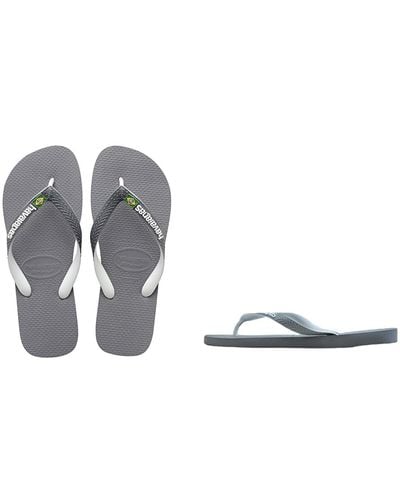 Havaianas Brasil Mix Adult Flip Flops | Color: Grey/white/white |