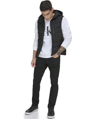 Calvin Klein Lightweight Packable Hooded Puffer Vest Jacket - Black