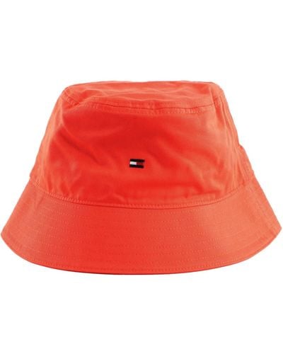 Tommy Hilfiger TH Flag Bucket Hat Deep Orange - Rot
