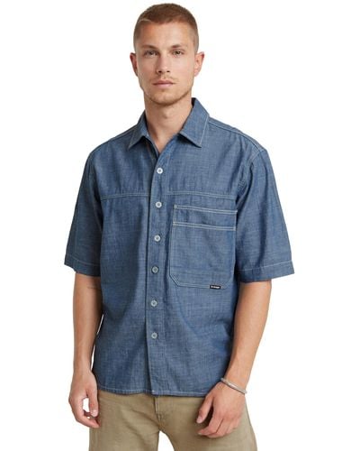 G-Star RAW Double Pocket Relaxed Shirt Ss - Blue