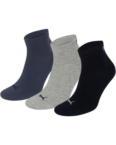 PUMA Quarter Plain Socks 3 Pack - Blue