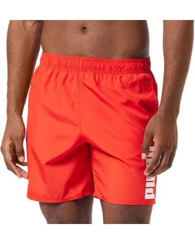 PUMA Hombre Swim Mid Shorts Traje de baño - Rojo