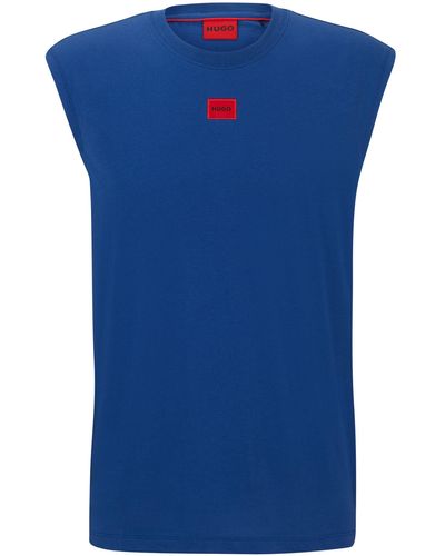 HUGO Dankto241 Ärmelloses Top aus Baumwoll-Jersey mit Logo-Label Blau M