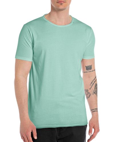 Replay T-Shirt à ches Courtes et Col Rond - Vert