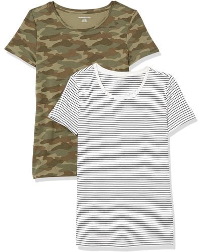 Amazon Essentials T- Shirt Col Rond à ches Courtes Coupe Classique - Gris
