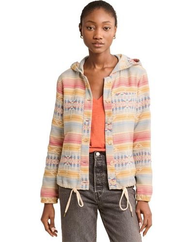 Pendleton Button Front Beach Hoodie - Red