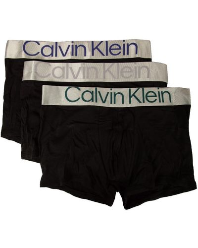 Calvin Klein Boxer CK Lot de 3 Boxers en Coton Stretch élastique à Vue Article NB3130A Trunk 3PK - Noir