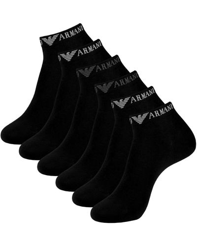 Emporio Armani Socken Ankle-Length Socks Kurzsocken Sneakersocken 3 Paar - Schwarz
