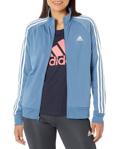 adidas Womens Essentials Warm-up Slim 3-stripes Track Jacket - Blau