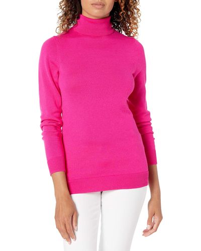 Amazon Essentials Suéter Ligero de Cuello Alto Pullover-Sweaters - Rosa