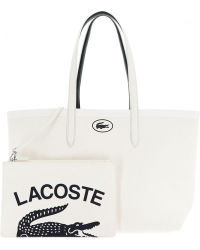 Lacoste Anna Seasonal Shopping Bag Croco Emboss - Blanc