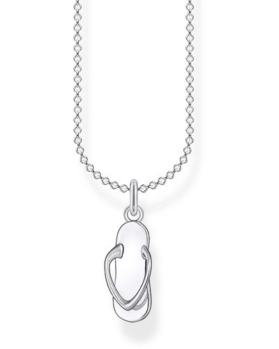Thomas Sabo 925 Sterling Silver Flip Flop Necklace 38-45 Cm Length - Metallic