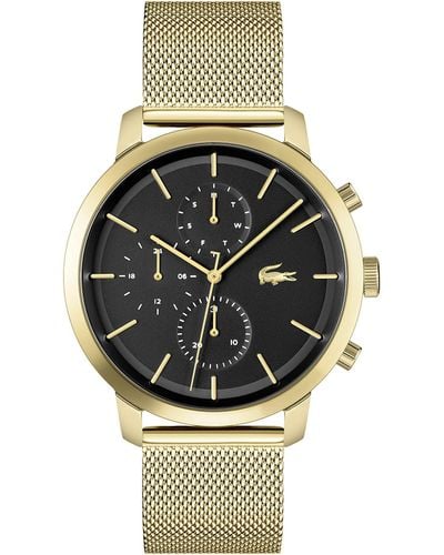 Lacoste Replay Stainless Steel Quartz Watch With Gold Plated Strap - Metallic