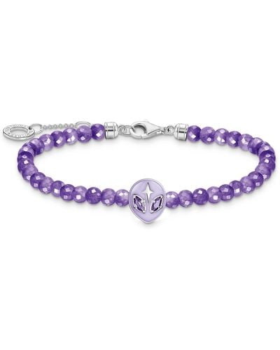 Thomas Sabo Armband Beads mit Alienkopf und violetter Kaltemaille Silber 925 Sterlingsilber - Lila