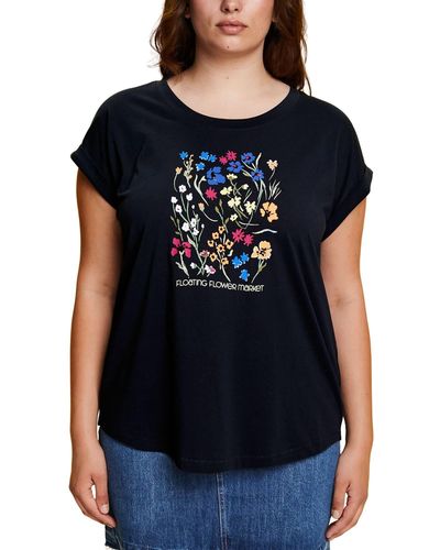 Esprit Curvy T-Shirt mit Print vorne - Schwarz
