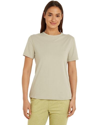 Calvin Klein T-shirt Donna iche Corte S/S Crew Neck Elasticizzata - Multicolore