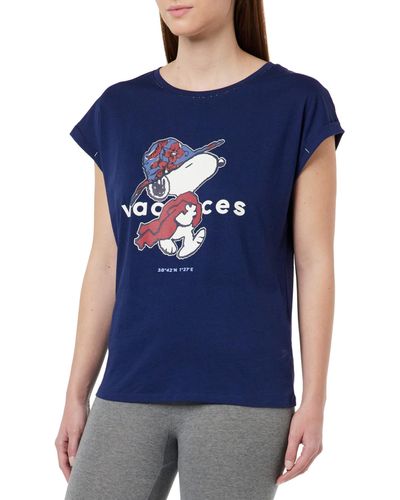 Women'secret Camiseta 100% algodón Snoopy Pijama - Azul