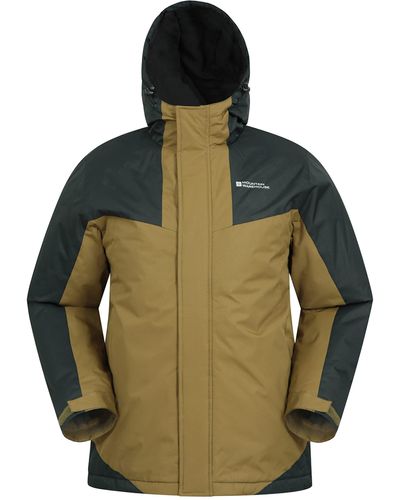 Mountain Warehouse Water Resistant Fleece Lined Rain Coat With Snow - Green