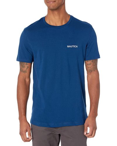 Nautica Kurzen Ärmeln und Rundhalsausschnitt T-Shirt - Blau