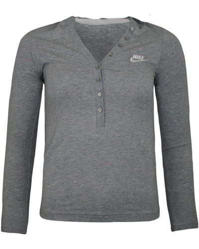 Nike S Active Top Button Up Branded Hoodie Grey 287337 063