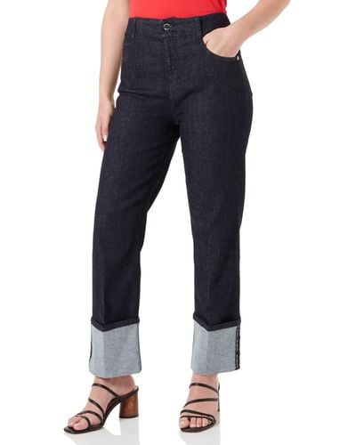 Love Moschino S 5 Pocket Trousers with Logo Tape on The Cuffs Jeans - Blau