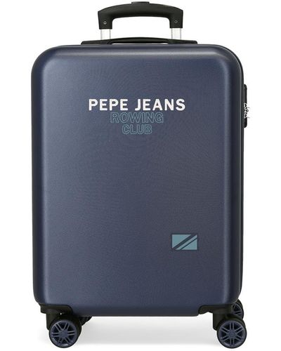 Pepe Jeans Edmon Valise de Cabine Bleue 38 x 55 x 20 cm Rigide ABS Fermeture à Combinaison latérale 34 L 2,74 kg 4 Roues Bagage Main by