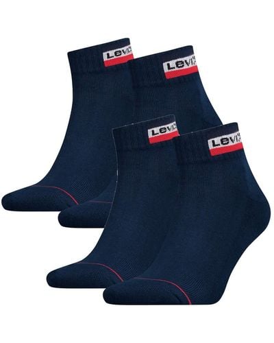 Levi's 4 Pairs of Levis 144NDL Mid Cut SPRTWR L Socks Stockings 902011001 - Bleu