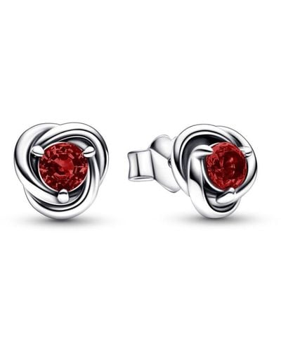 PANDORA Sterling silver stud earrings with salsa red crystal - Rot